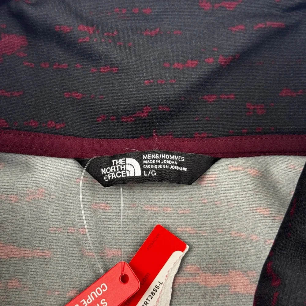 The North Face Sweater Men Large Black Red Camouflage Mock Neck Knit Quarter Zip
